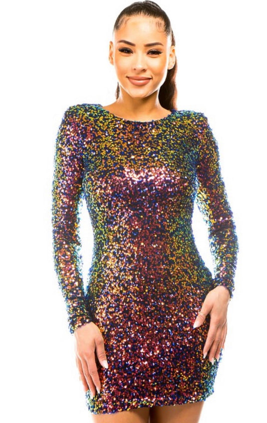 Color Burst Sequin Dress